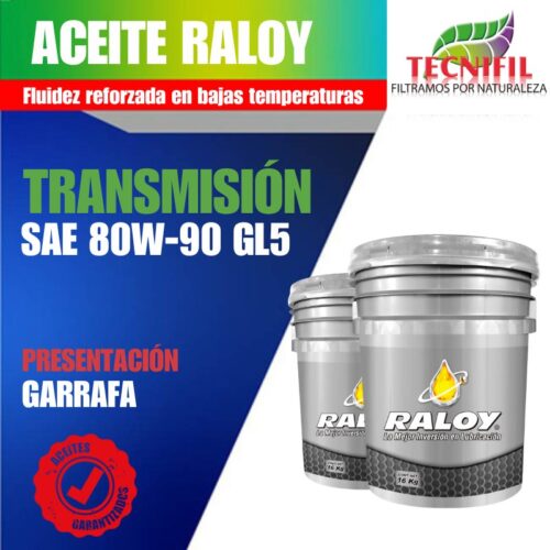 Aceite RALOY transmisión 80w-90 GL5 Garrafa Tecnifil Colombia