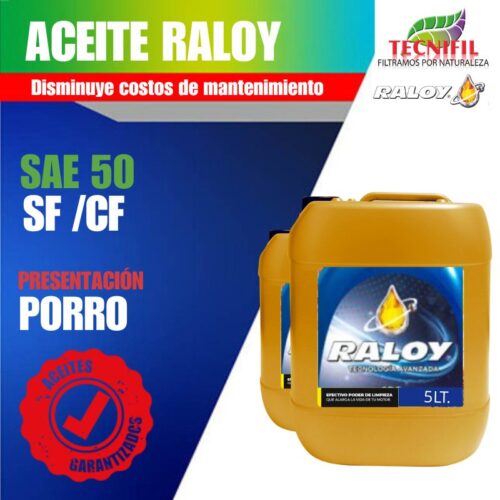 Comprar aceite RALOY SAE 50 Porro catálogo Tecnifil Colombia