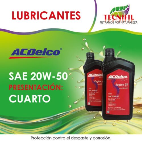 Comprar Aceite ACDELCO 20W-50 Presentación CUARTO Tecnifil Colombia