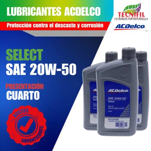 Comprar Aceite lubricante ACDELCO 20W 50 presentación cuarto Tecnifil Colombia