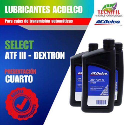 Comprar Aceite lubricante ACDELCO SELECT ATF 3 DEXTRON presentación cuarto Tecnifil Colombia