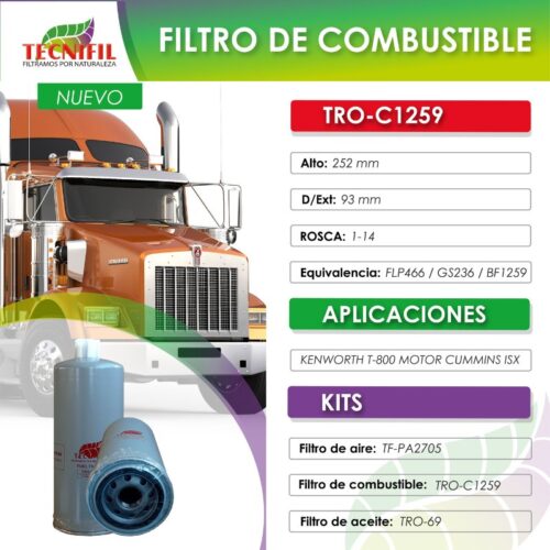 TRO C1259 Filtro Gasolina Kenworth T800 Motor Cummins (2)