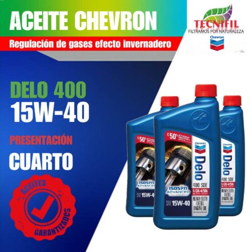 Compra Aceite Lubricante CHEVRON DELO 400 15W 40 presentación CUARTO Tecnifil Colombia